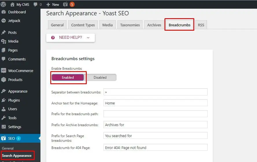 Breadcrumbs in wordpress