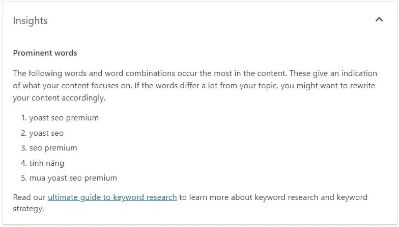 tính năng content insights của yoast seo premium