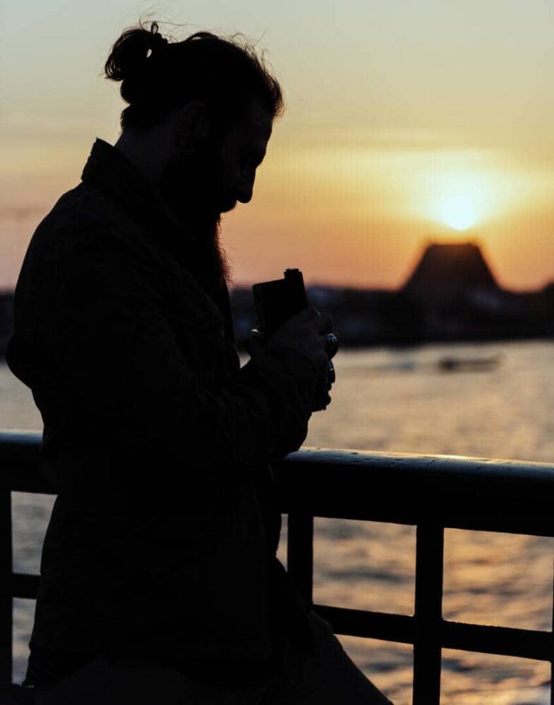 posing for a sunrise photo