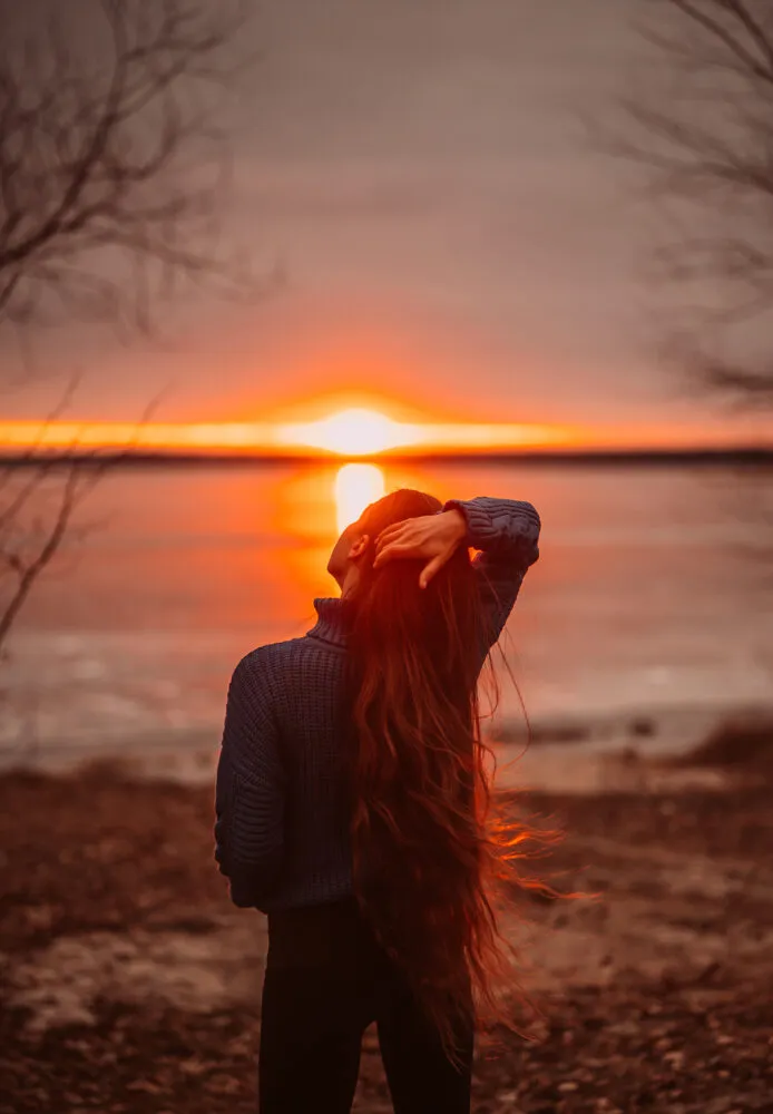 posing for a sunrise photo