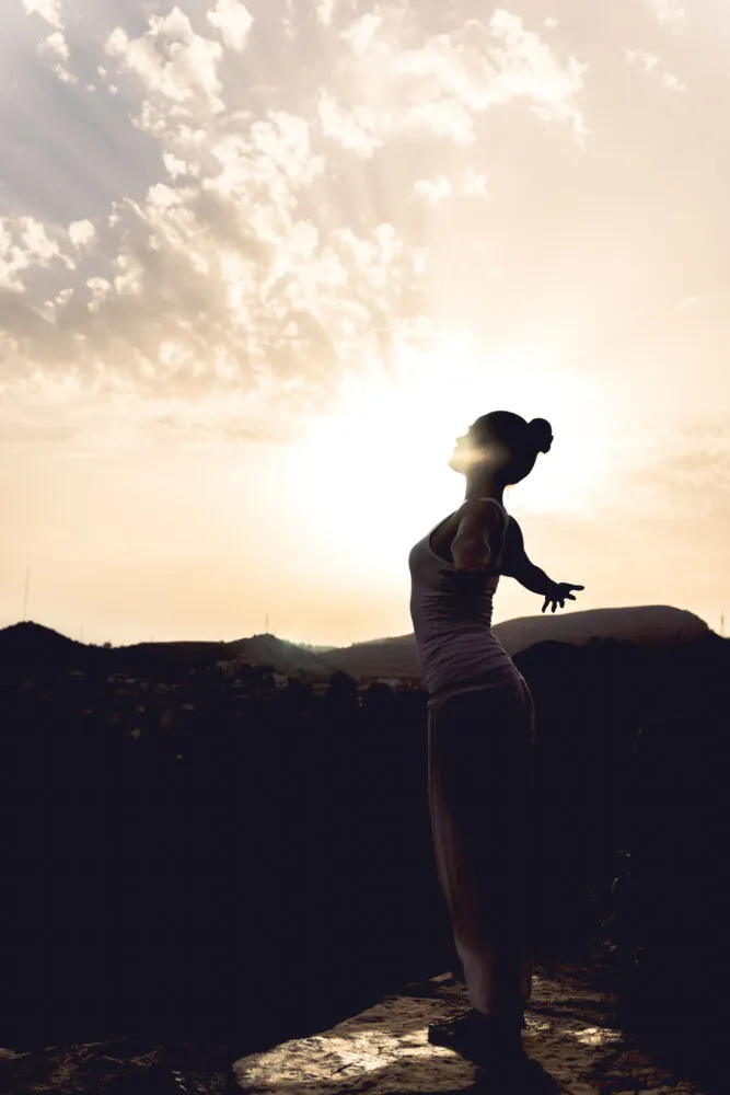 posing for a sunrise photo